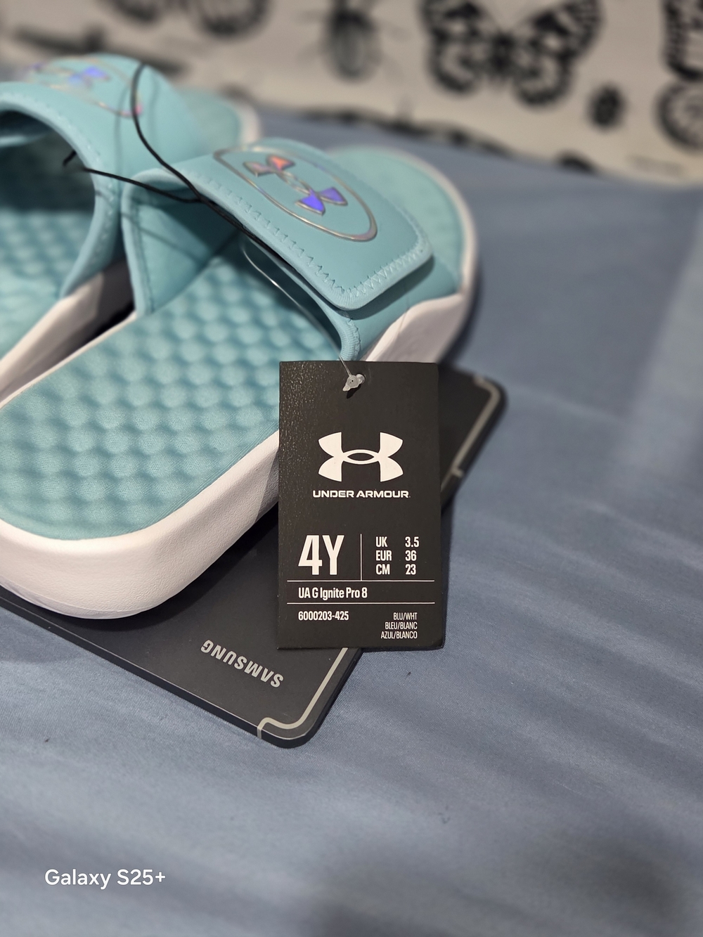 Under Armour Youth Slide Sandals - Aqua/White